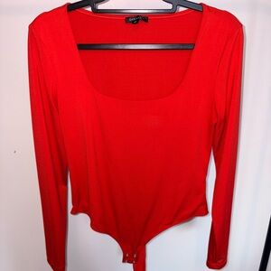 Dynamite Red Long Sleeve Bodysuit